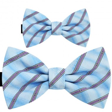 Set papioane tată fiu, bleu cu dungi lila